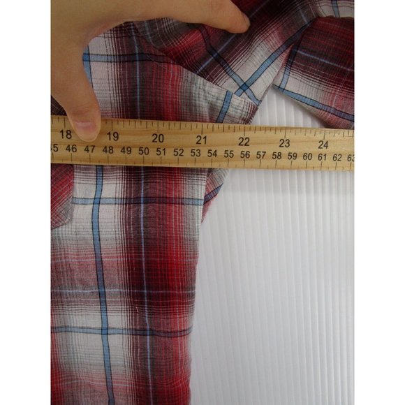 Wrangler Shirt Medium White Western Pearl Snap Plaid Cowboy Outdoor * - Picture 5 of 10